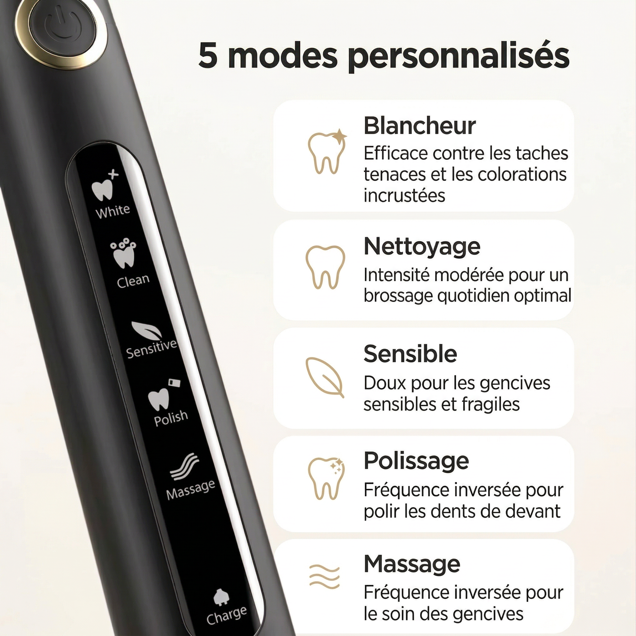Fairywill V1 – Brosse à Dents Électrique Sonique Nettoyage professionnel pour des dents lisses et une hygiène optimale